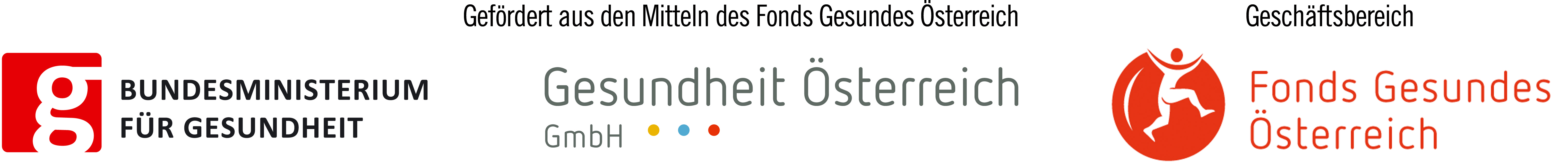 Logo Bundesministerium für Gesundheit, Gesundheit Österreich GmbH, Fond Gesundes Österreich